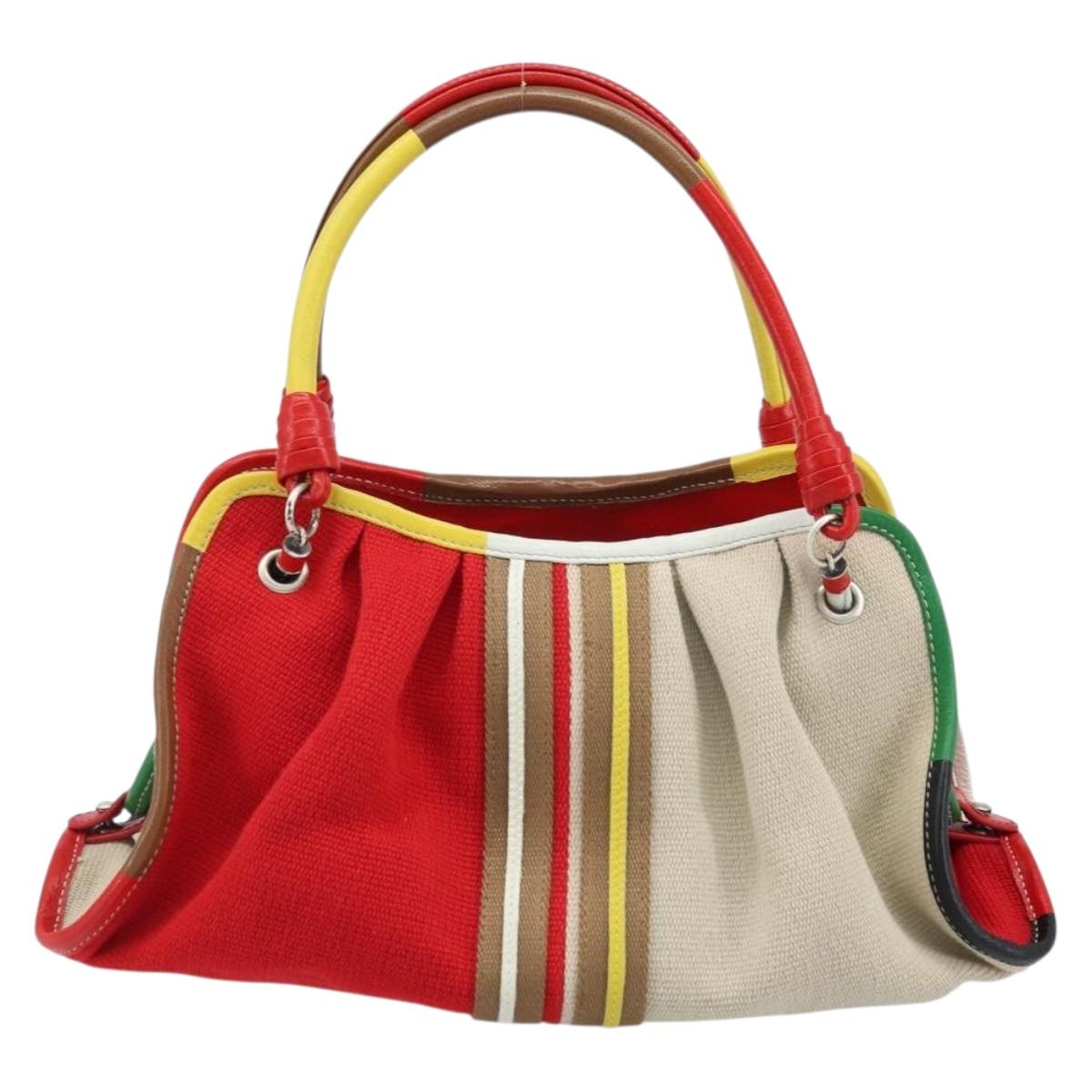 BOTTEGA VENETA Hand Bag Canvas Outlet Multicolor Silver Auth LNZ759V