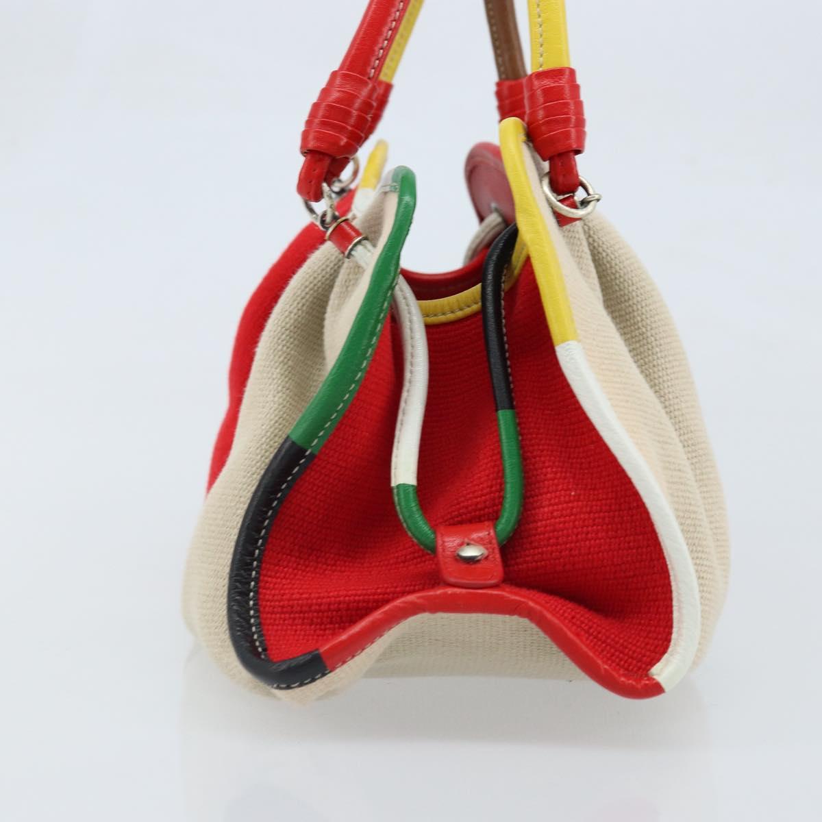 BOTTEGA VENETA Hand Bag Canvas Outlet Multicolor Silver Auth LNZ759V