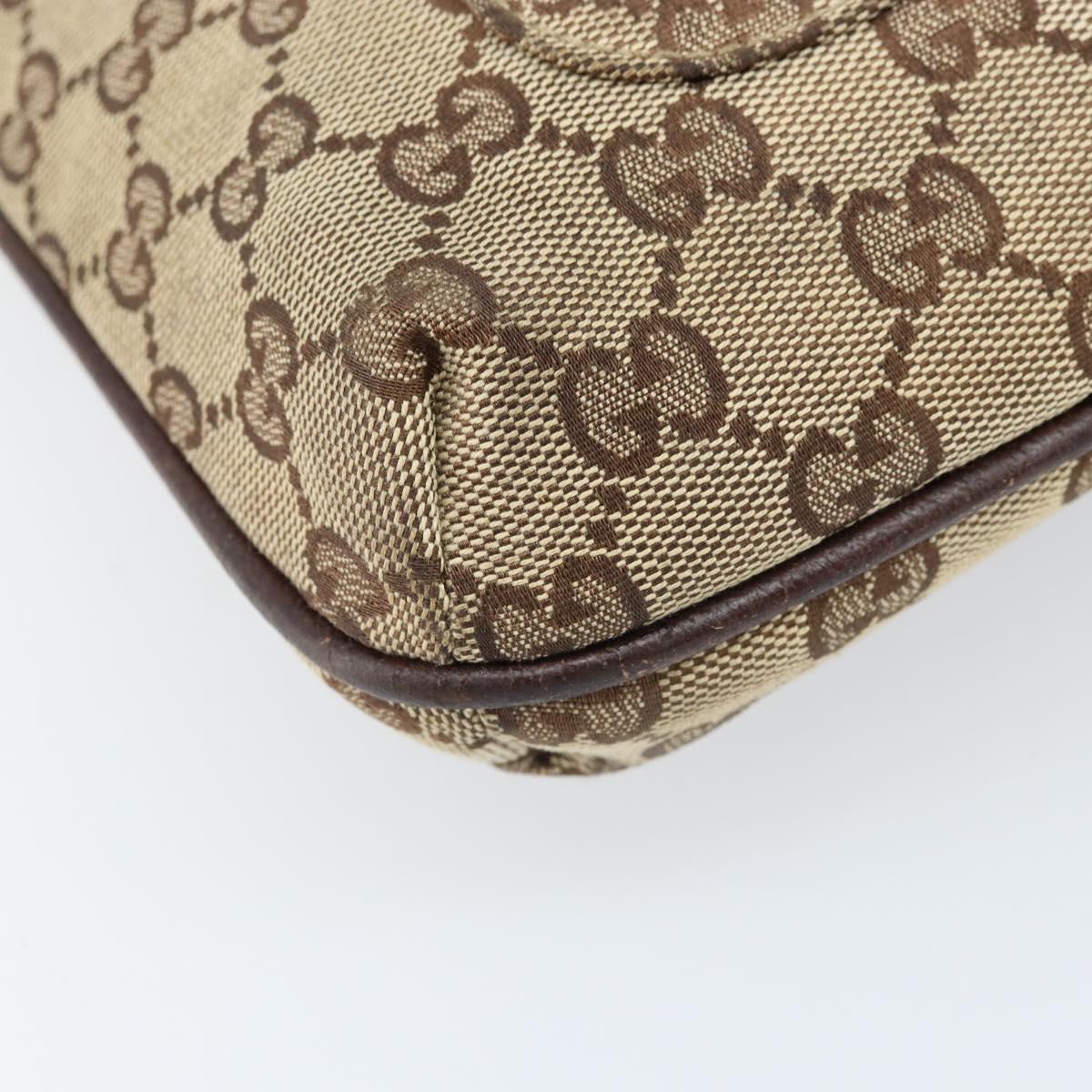 GUCCI GG Canvas Shoulder Bag Beige Silver 122793 Auth LNZ763