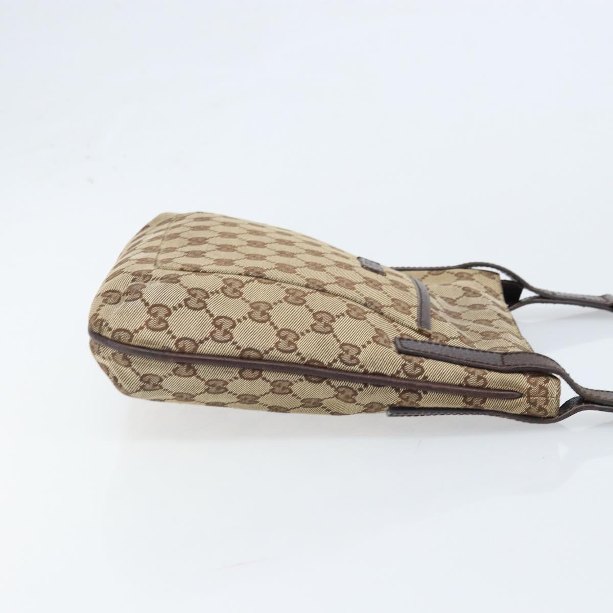 GUCCI GG Canvas Shoulder Bag Beige Silver 122793 Auth LNZ763