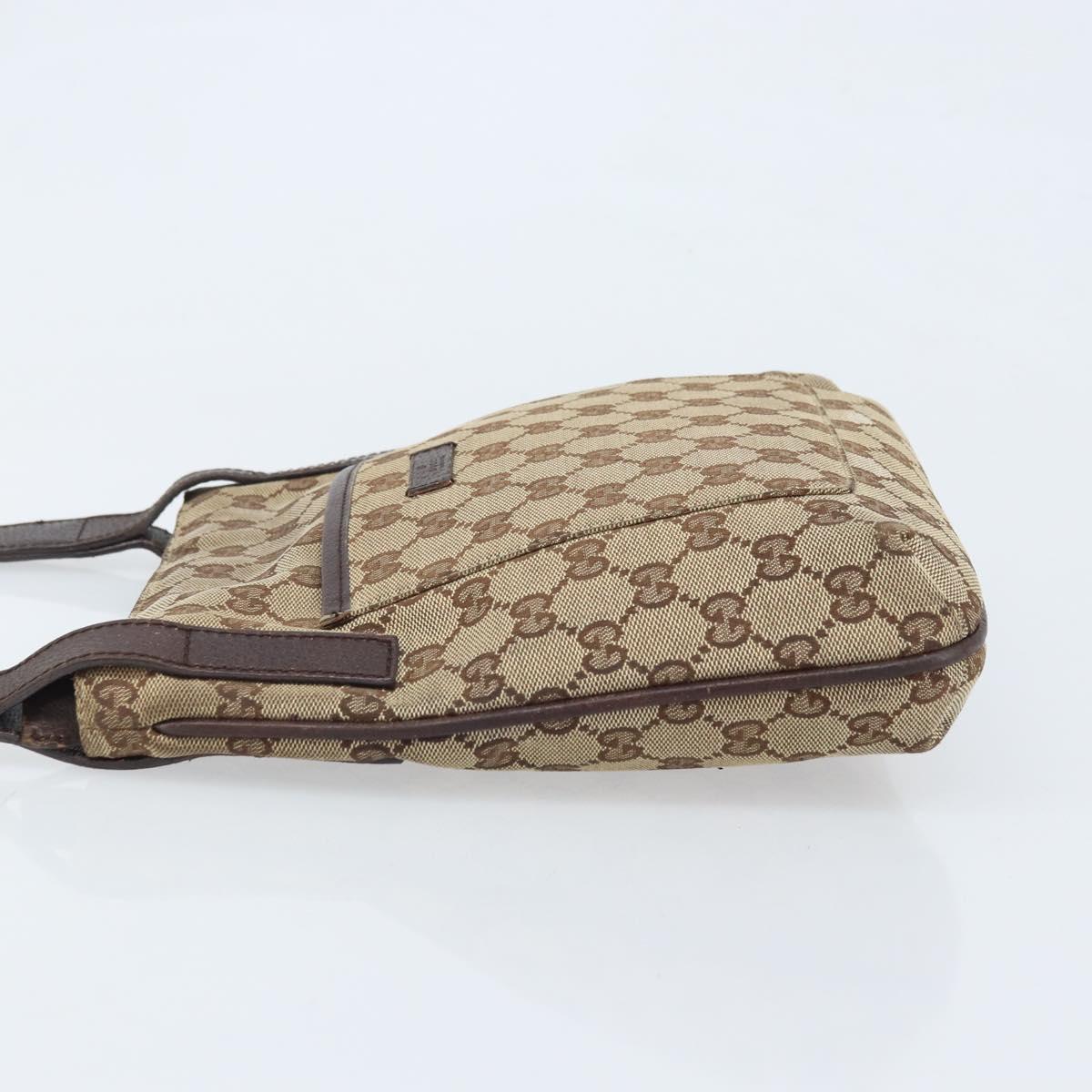 GUCCI GG Canvas Shoulder Bag Beige Silver 122793 Auth LNZ763