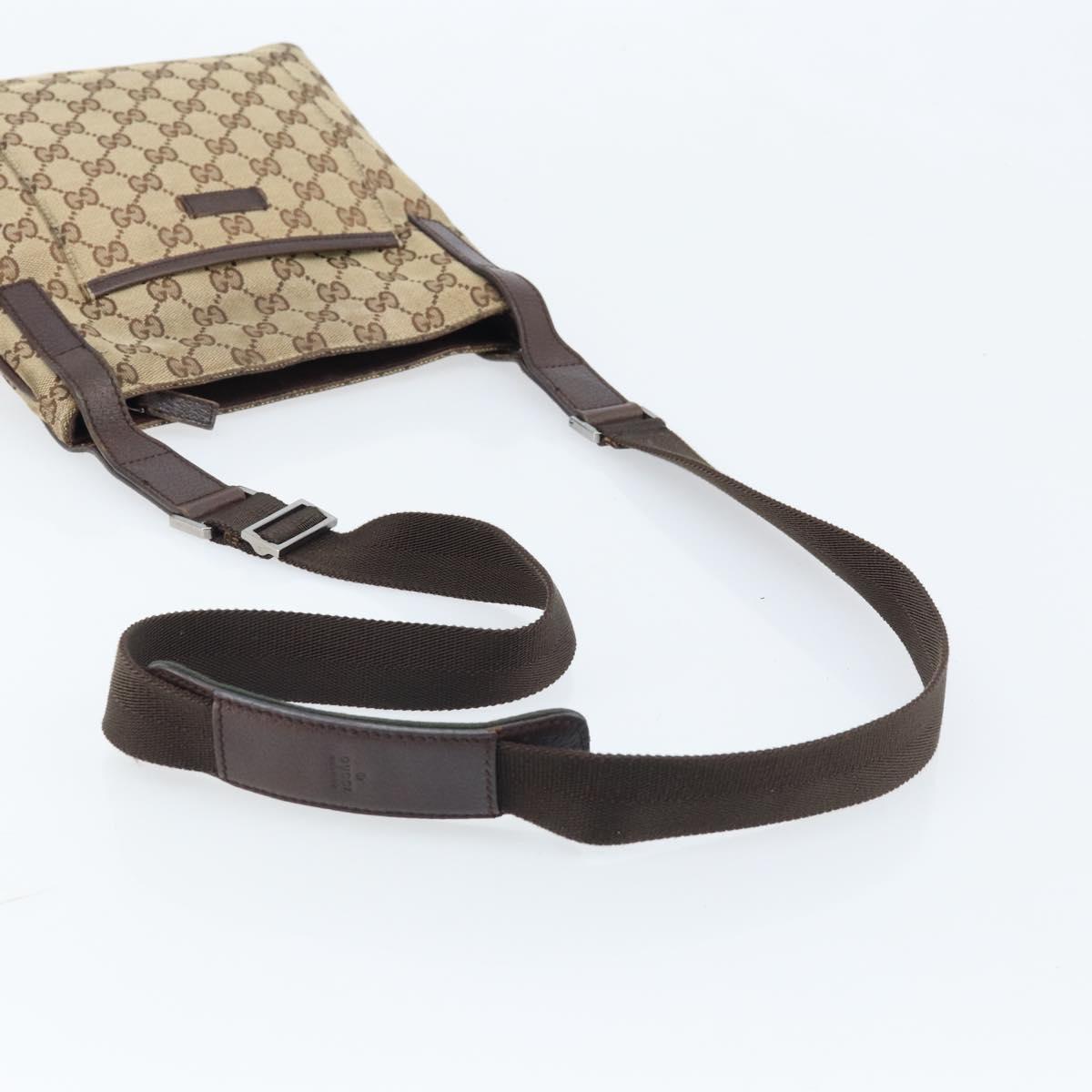 GUCCI GG Canvas Shoulder Bag Beige Silver 122793 Auth LNZ763