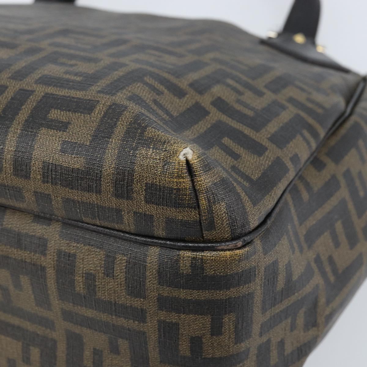 FENDI Zucca Canvas Tote Bag PVC Black Brown Auth LNZ764