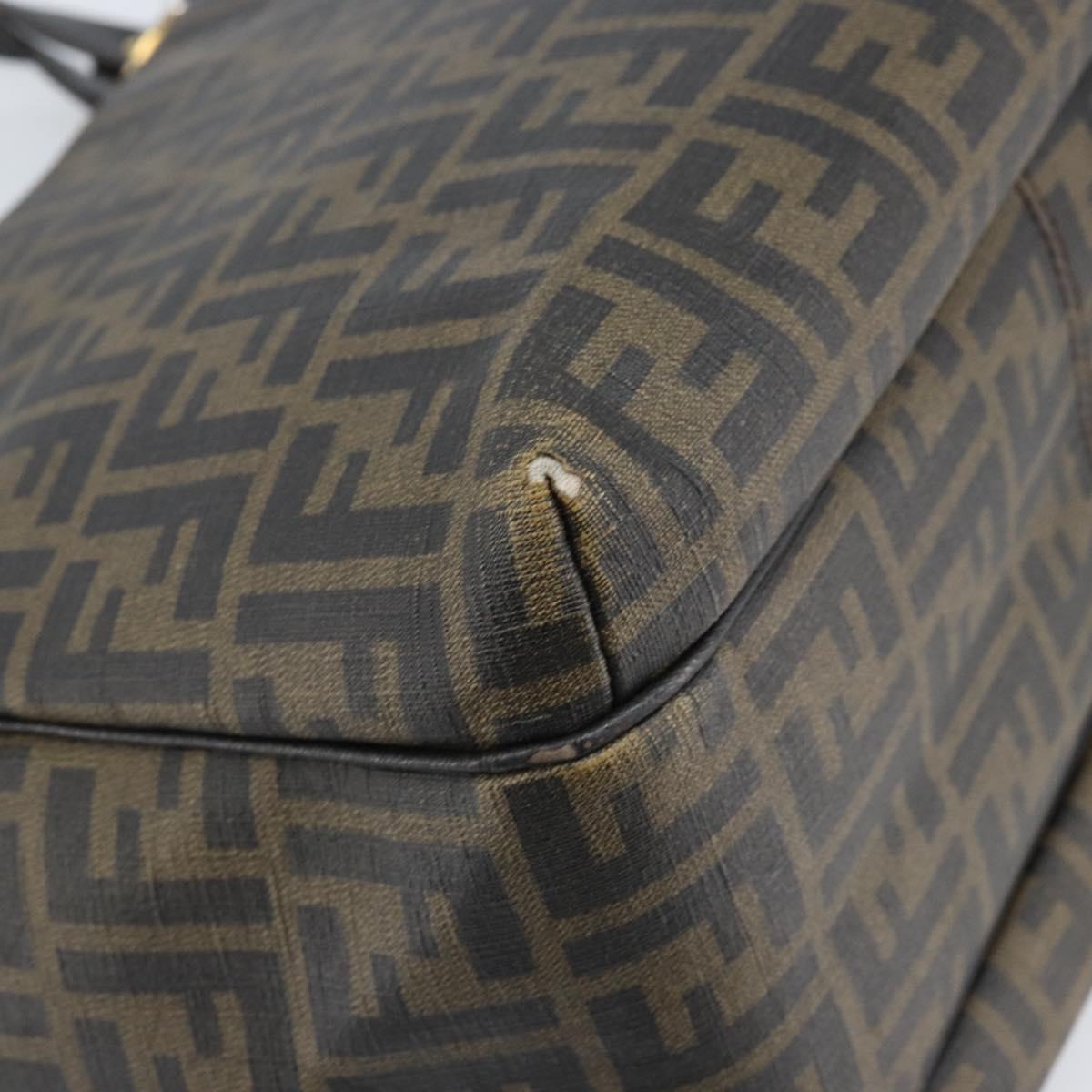 FENDI Zucca Canvas Tote Bag PVC Black Brown Auth LNZ764