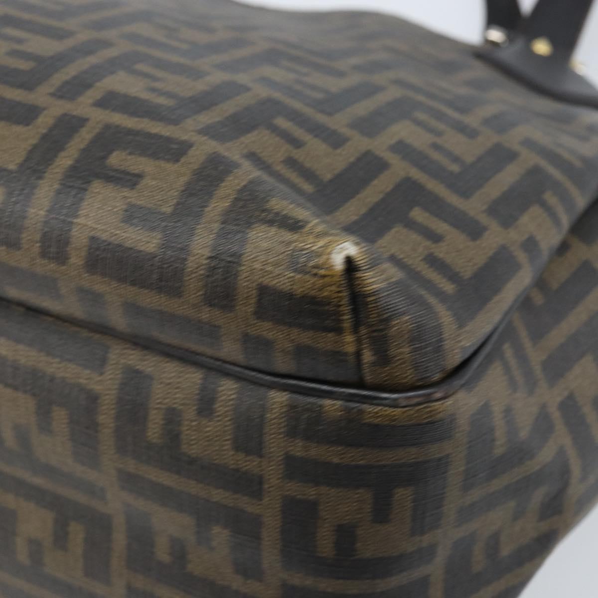 FENDI Zucca Canvas Tote Bag PVC Black Brown Auth LNZ764