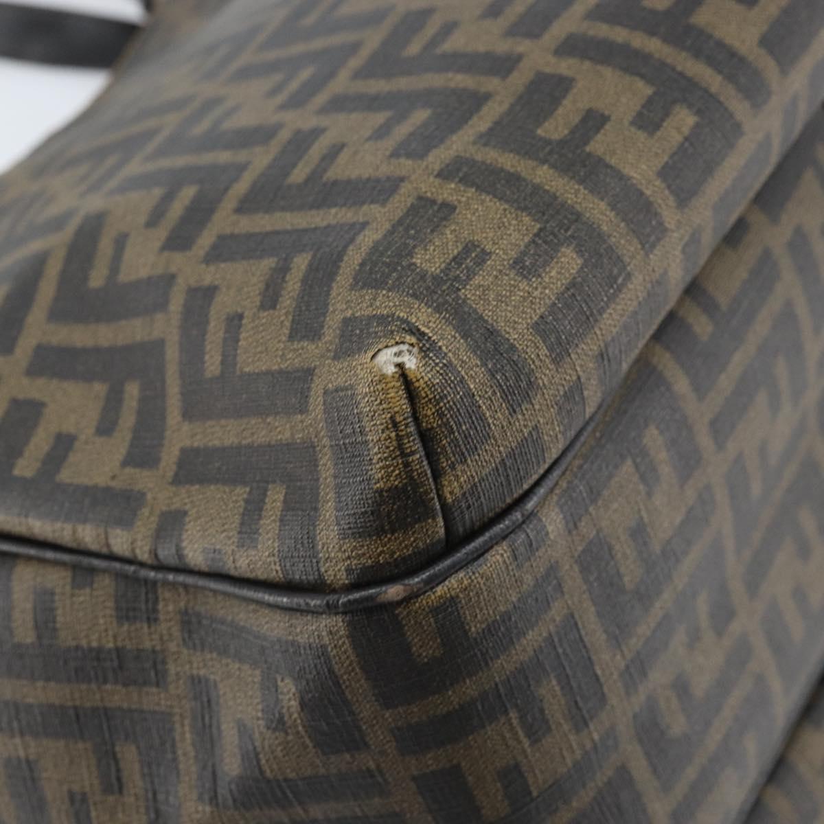 FENDI Zucca Canvas Tote Bag PVC Black Brown Auth LNZ764
