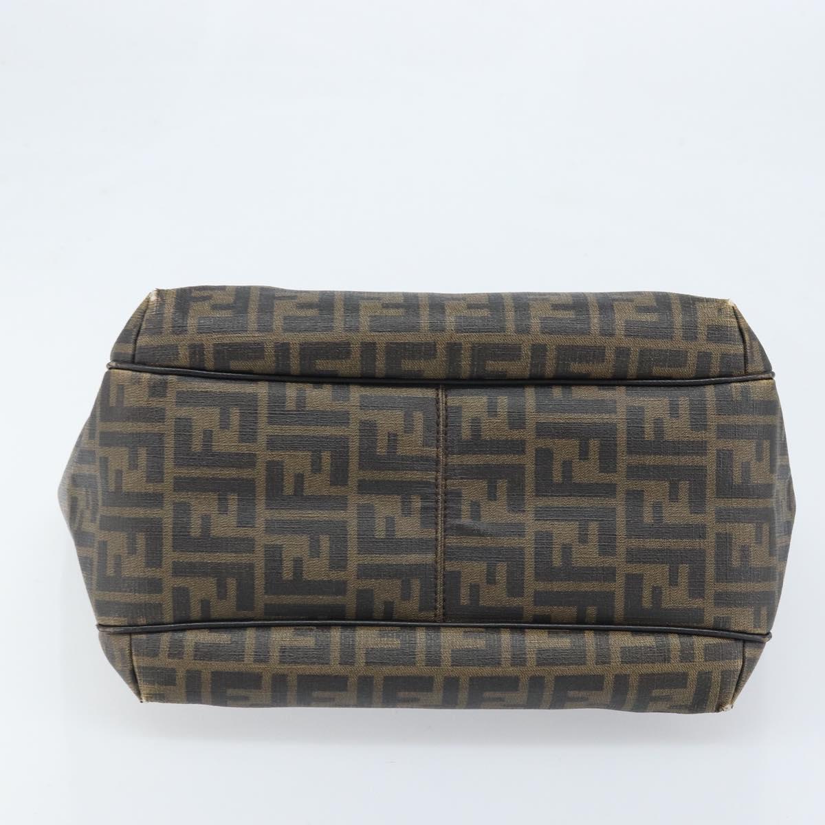 FENDI Zucca Canvas Tote Bag PVC Black Brown Auth LNZ764