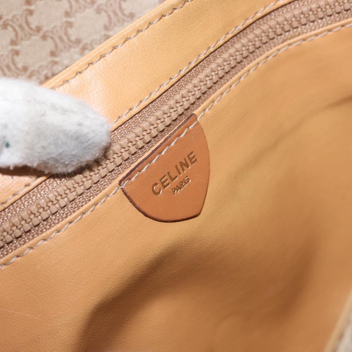 CELINE Macadam Canvas Shoulder Bag PVC Beige Gold Auth LNZ768