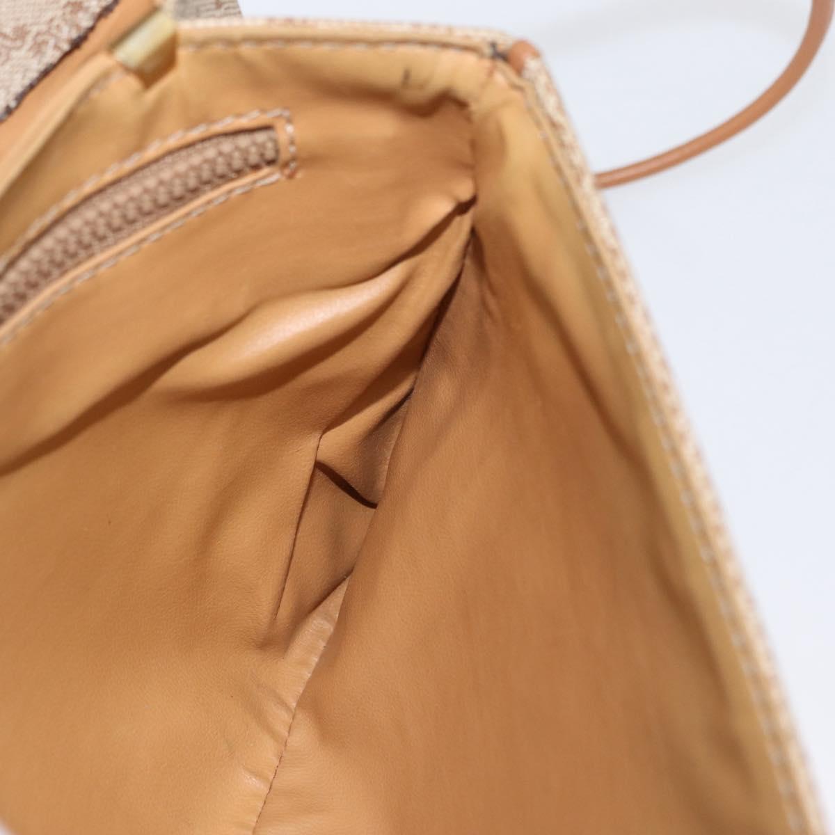 CELINE Macadam Canvas Shoulder Bag PVC Beige Gold Auth LNZ768