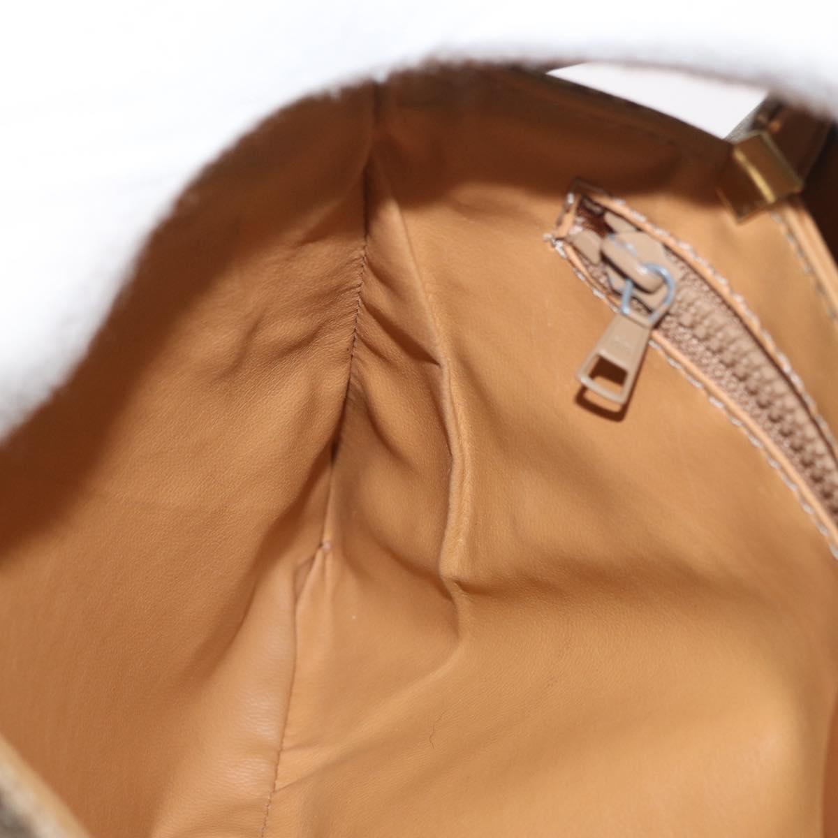 CELINE Macadam Canvas Shoulder Bag PVC Beige Gold Auth LNZ768