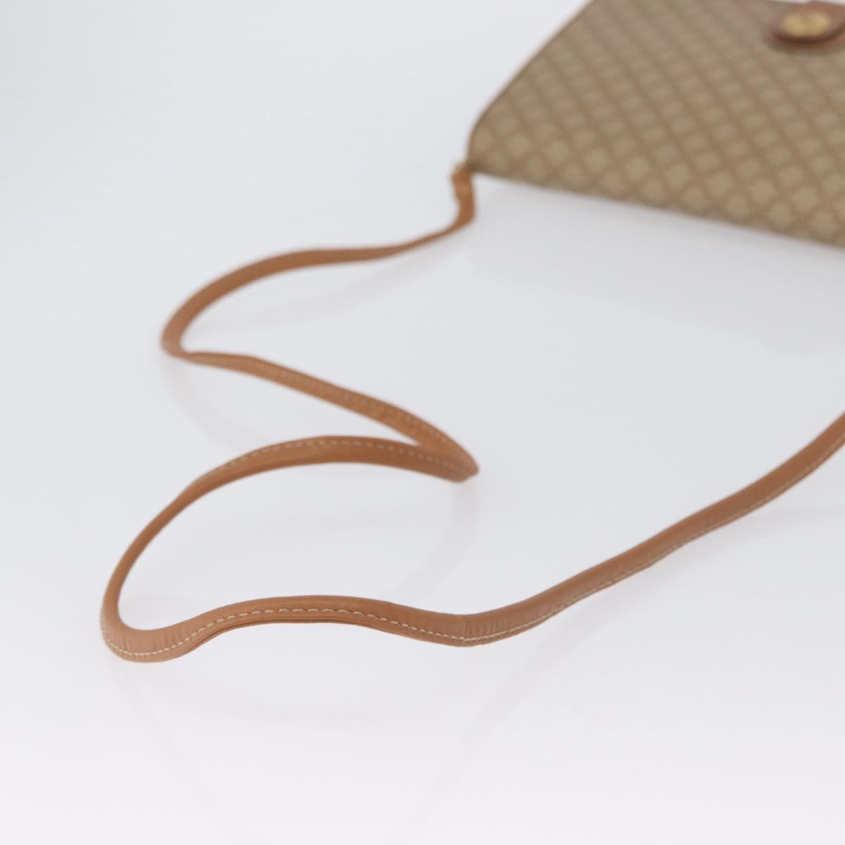 CELINE Macadam Canvas Shoulder Bag PVC Beige Gold Auth LNZ768