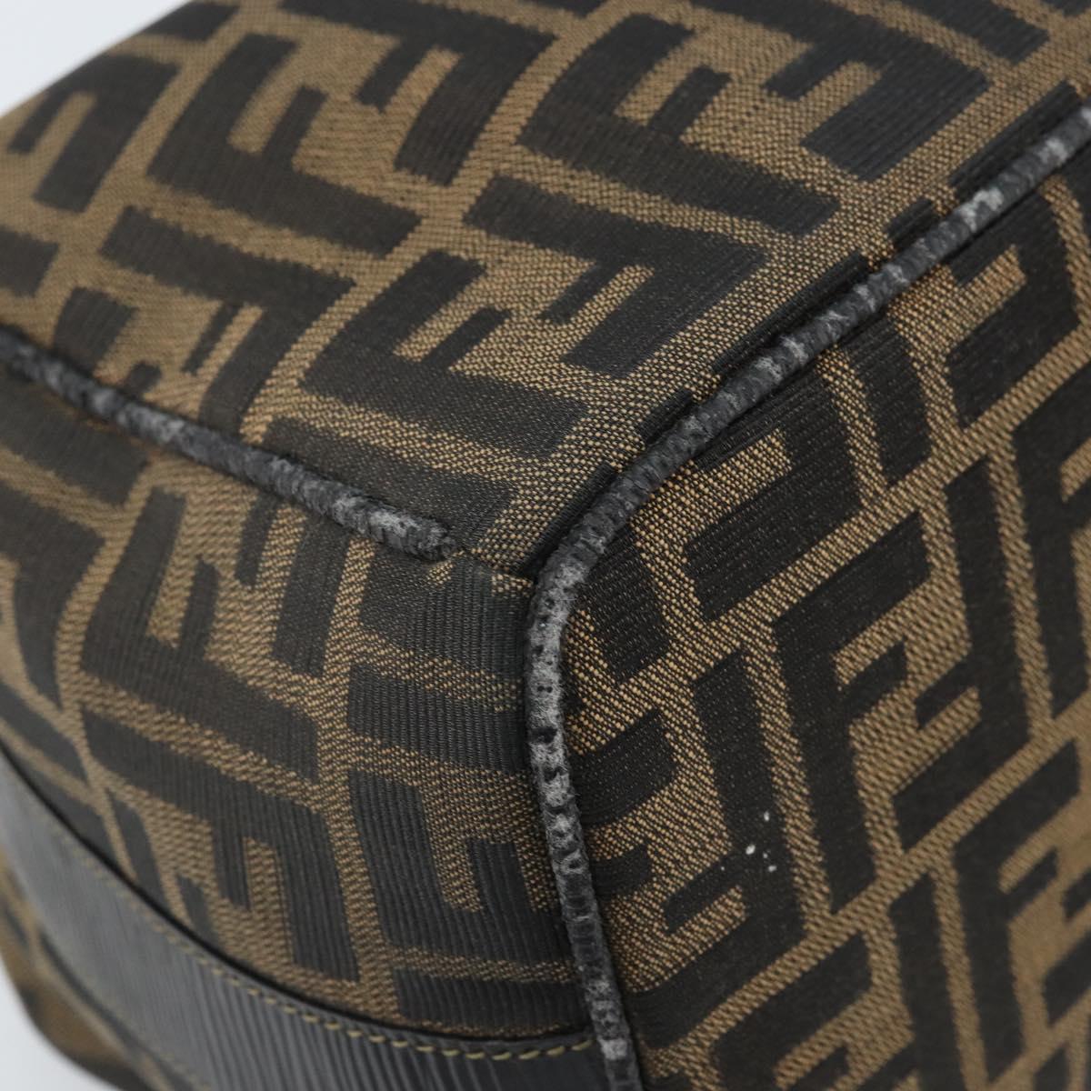 FENDI Zucca Canvas Hand Bag Brown Black Auth LNZ770