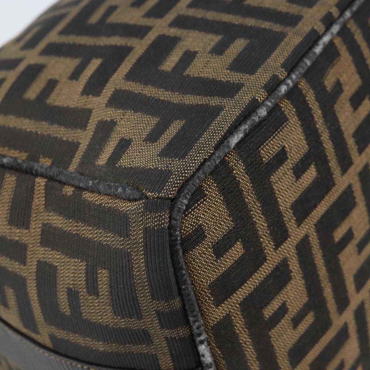 FENDI Zucca Canvas Hand Bag Brown Black Auth LNZ770