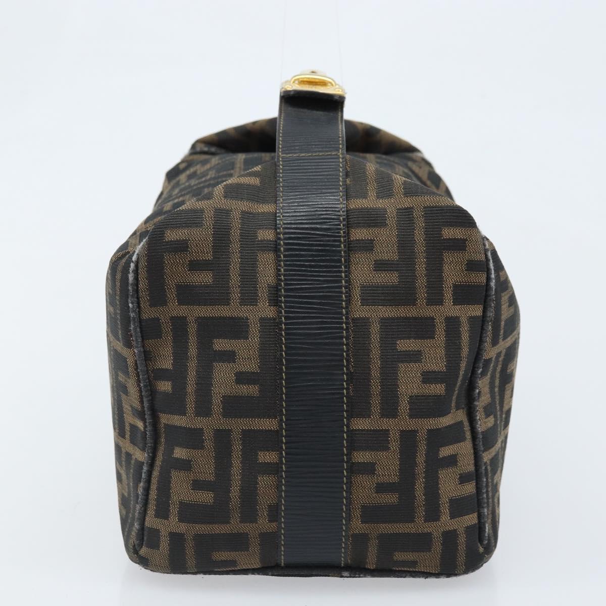 FENDI Zucca Canvas Hand Bag Brown Black Auth LNZ770