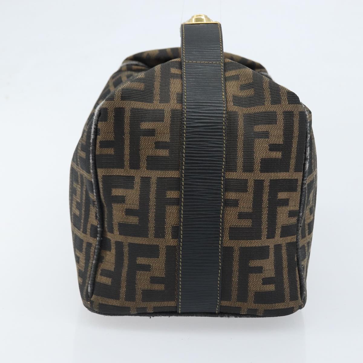 FENDI Zucca Canvas Hand Bag Brown Black Auth LNZ770