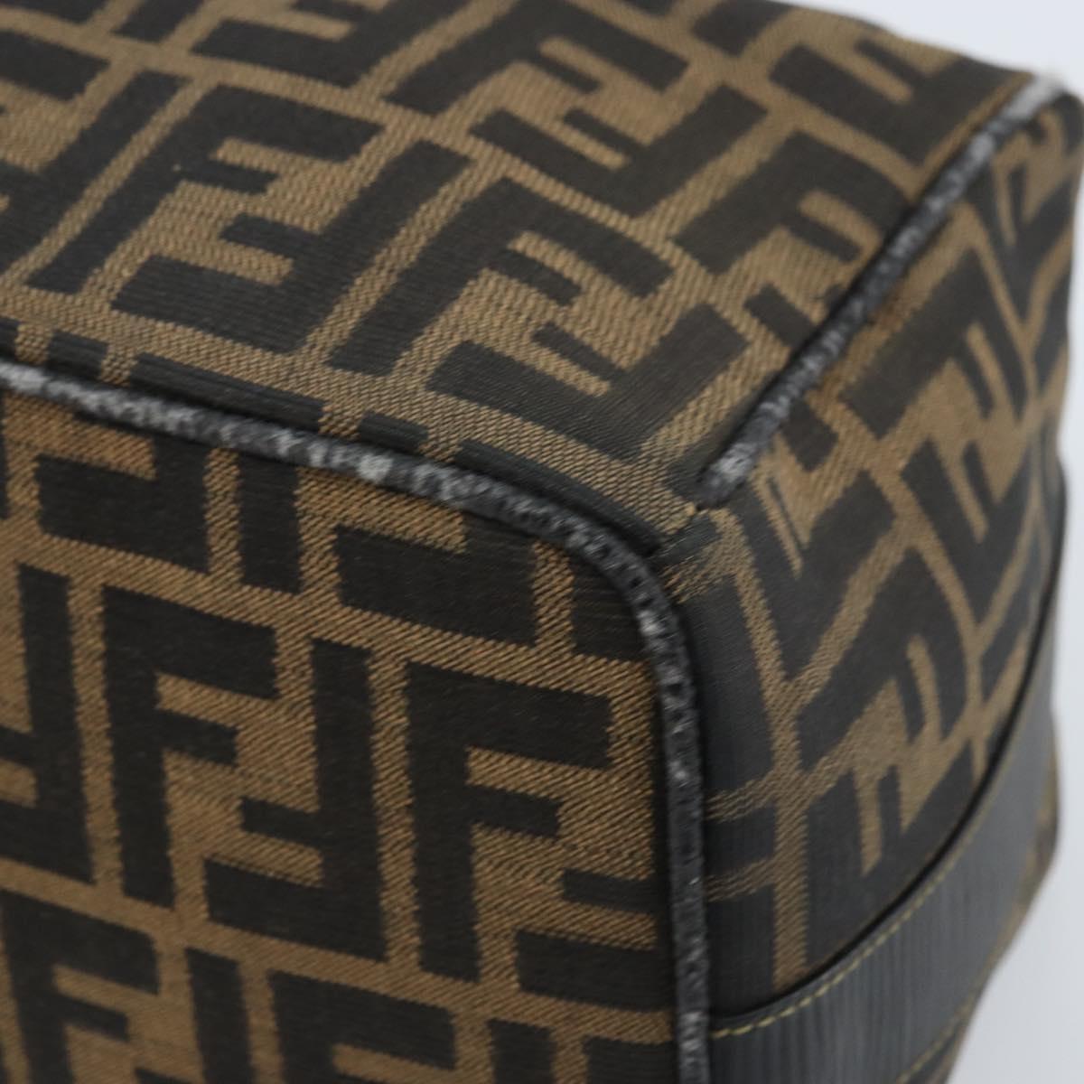 FENDI Zucca Canvas Hand Bag Brown Black Auth LNZ770