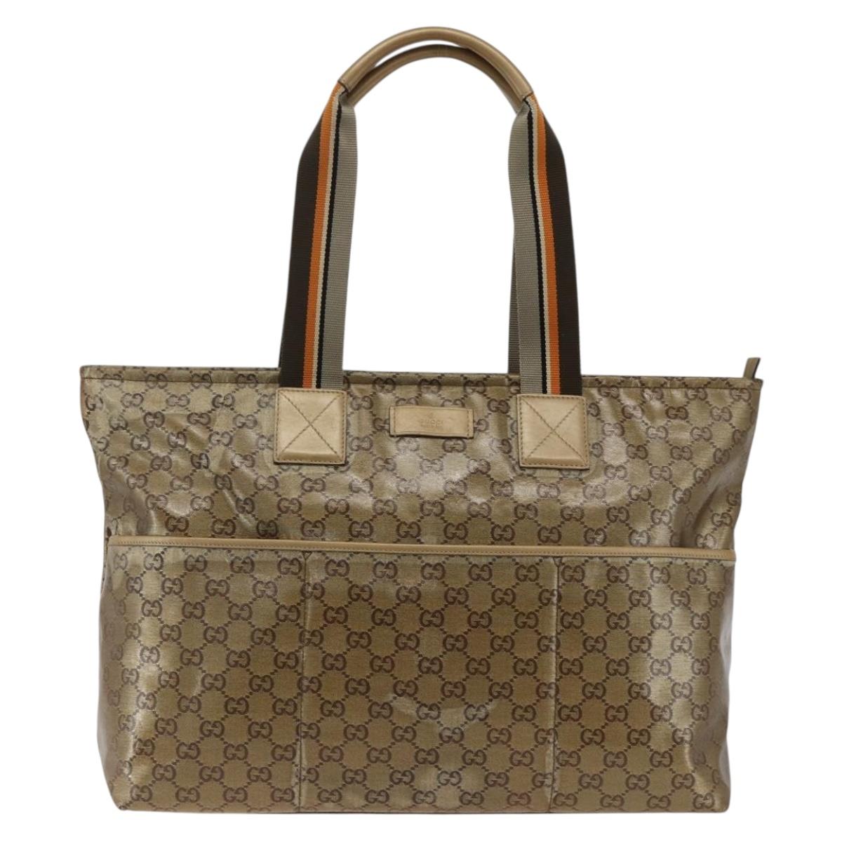 GUCCI GG Crystal Tote Bag Coated Canvas Beige 155524 Auth LNZ771