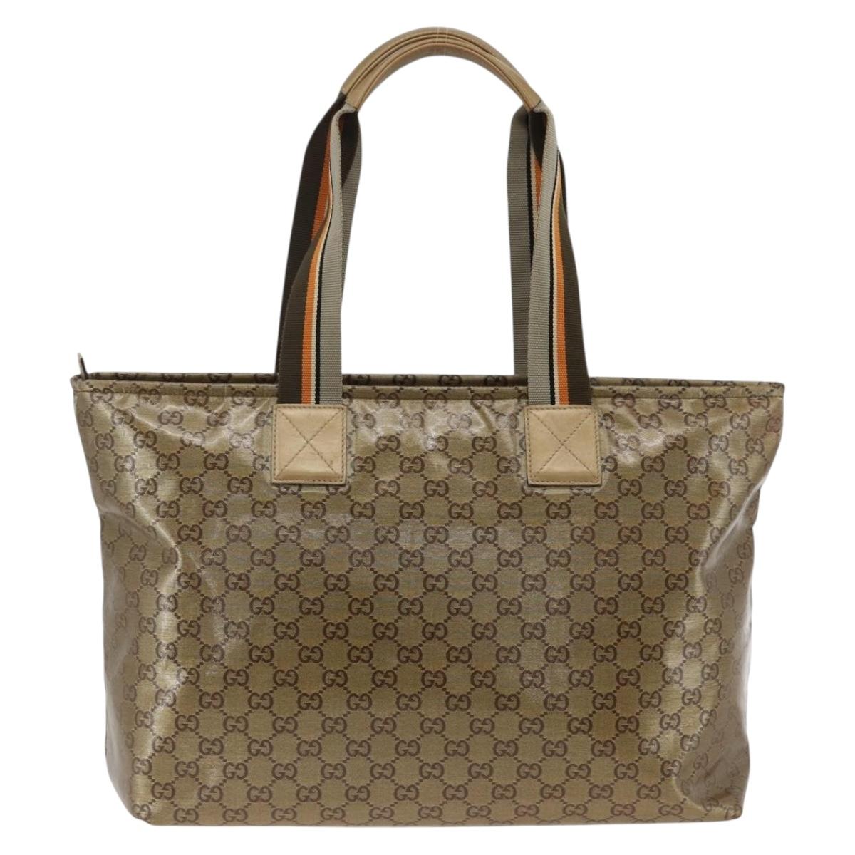 GUCCI GG Crystal Tote Bag Coated Canvas Beige 155524 Auth LNZ771