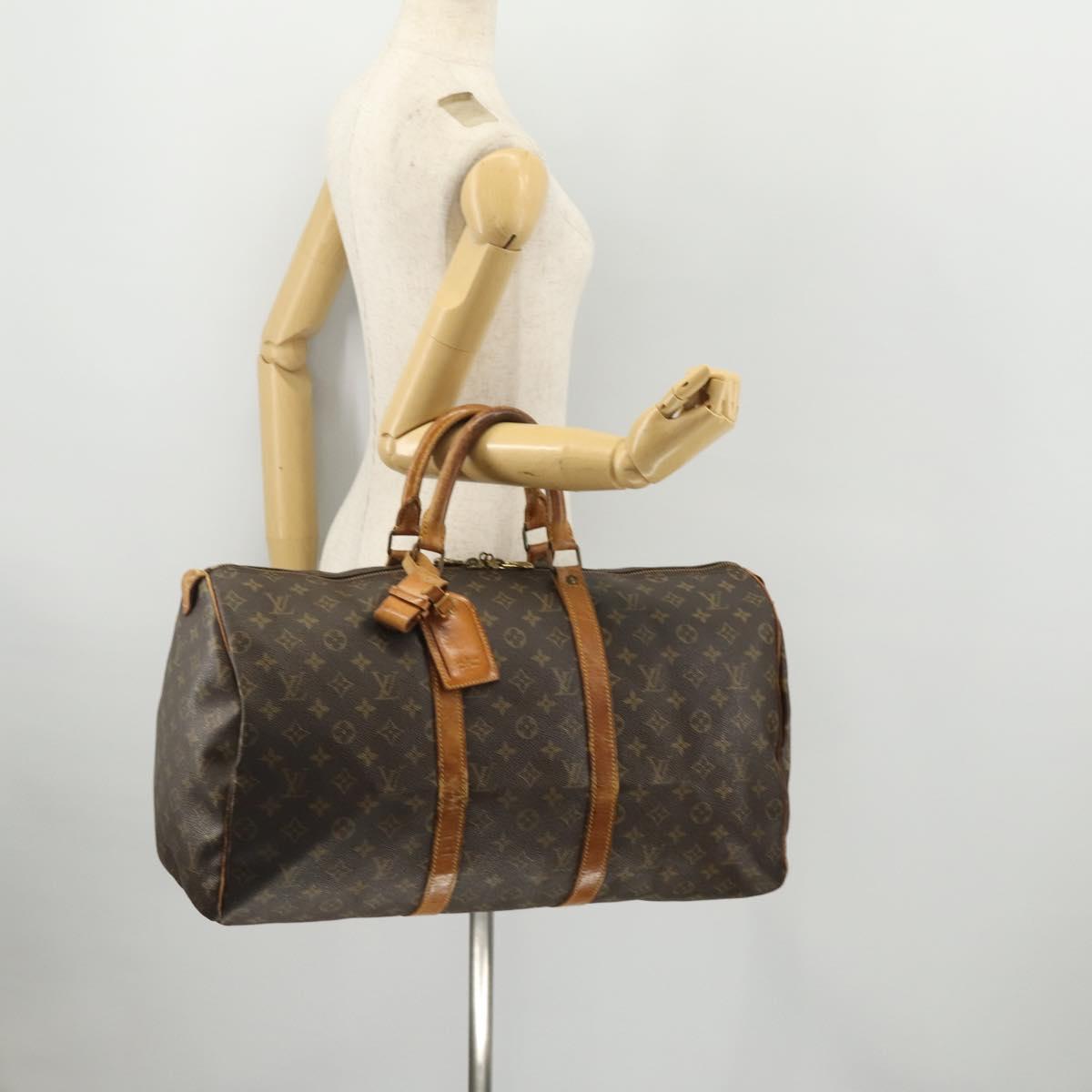 LOUIS VUITTON Monogram Keepall 50 Boston Bag M41426 LV Auth LNZ775