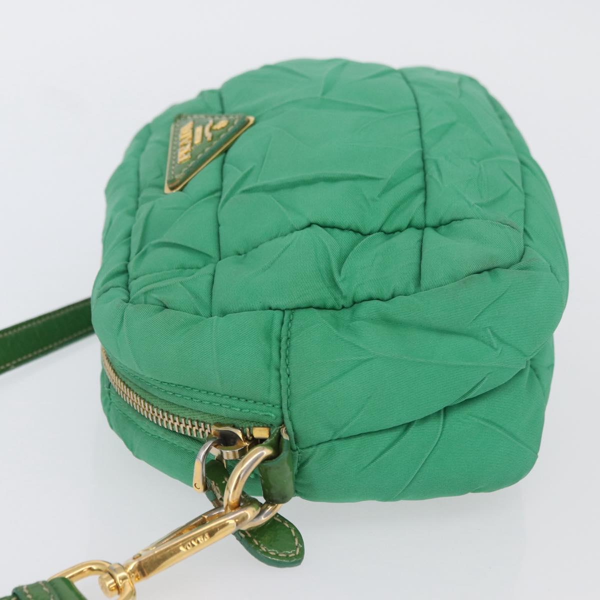 PRADA Shoulder Bag Nylon Green Gold Auth LNZ781