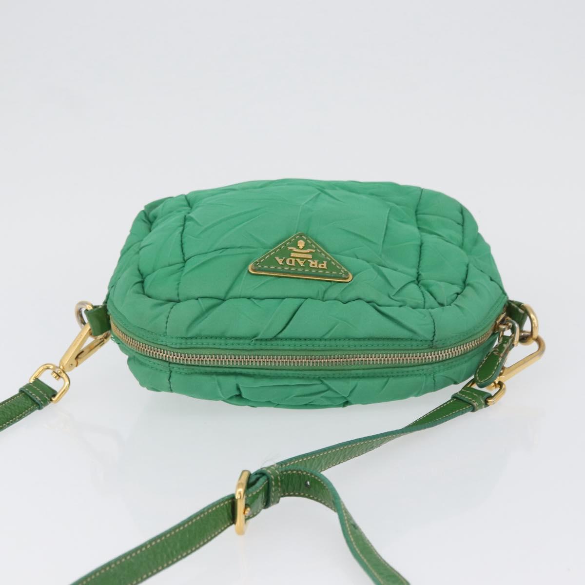 PRADA Shoulder Bag Nylon Green Gold Auth LNZ781
