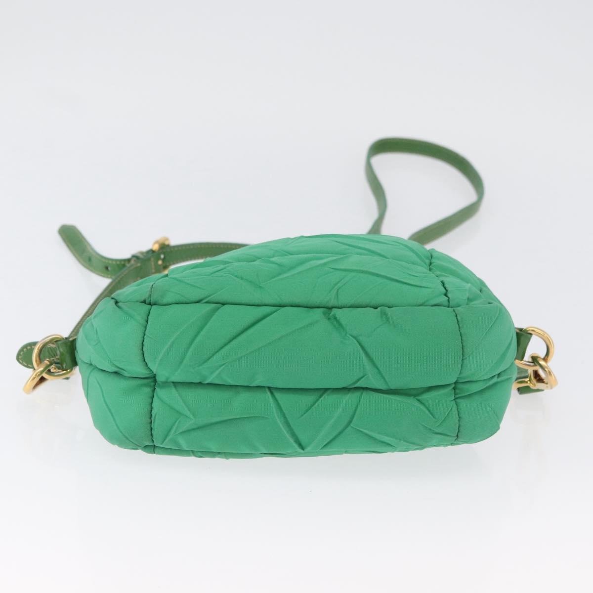 PRADA Shoulder Bag Nylon Green Gold Auth LNZ781