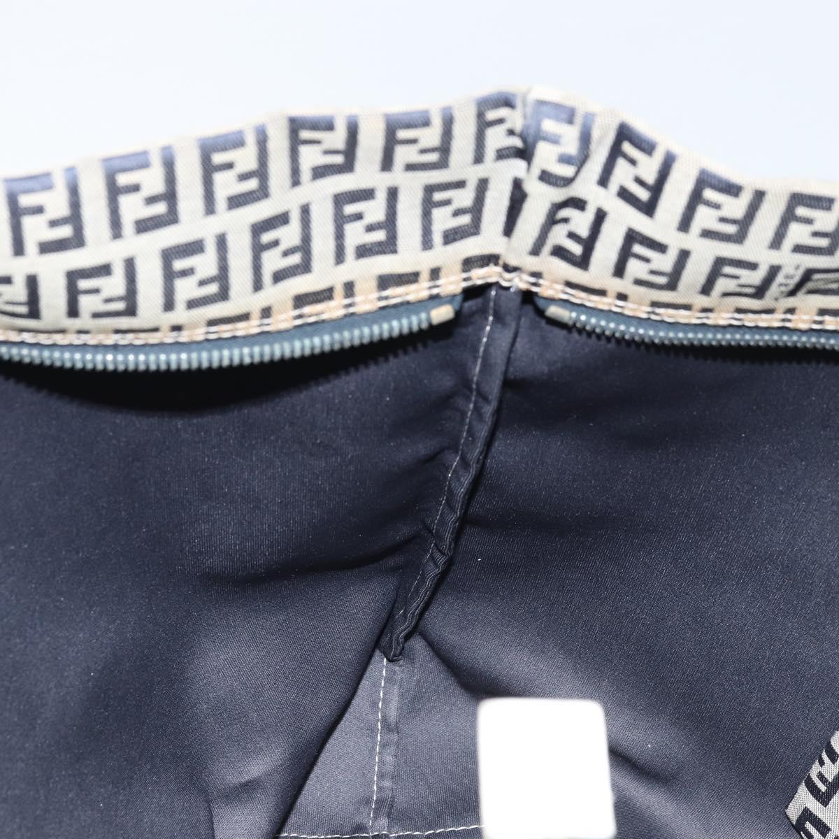 FENDI Zucchino Canvas Tote Bag Navy Silver Auth LNZ782