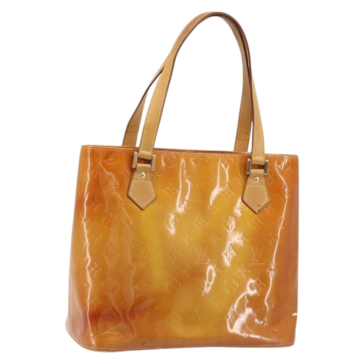 LOUIS VUITTON Monogram Vernis Houston Hand Bag Beige M91004 LV Auth LNZ785