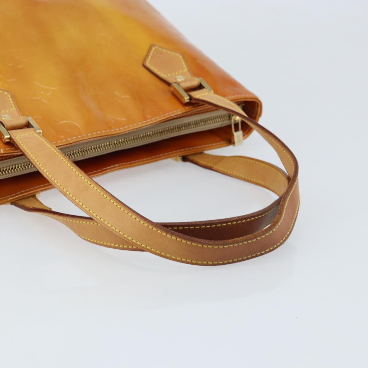 LOUIS VUITTON Monogram Vernis Houston Hand Bag Beige M91004 LV Auth LNZ785