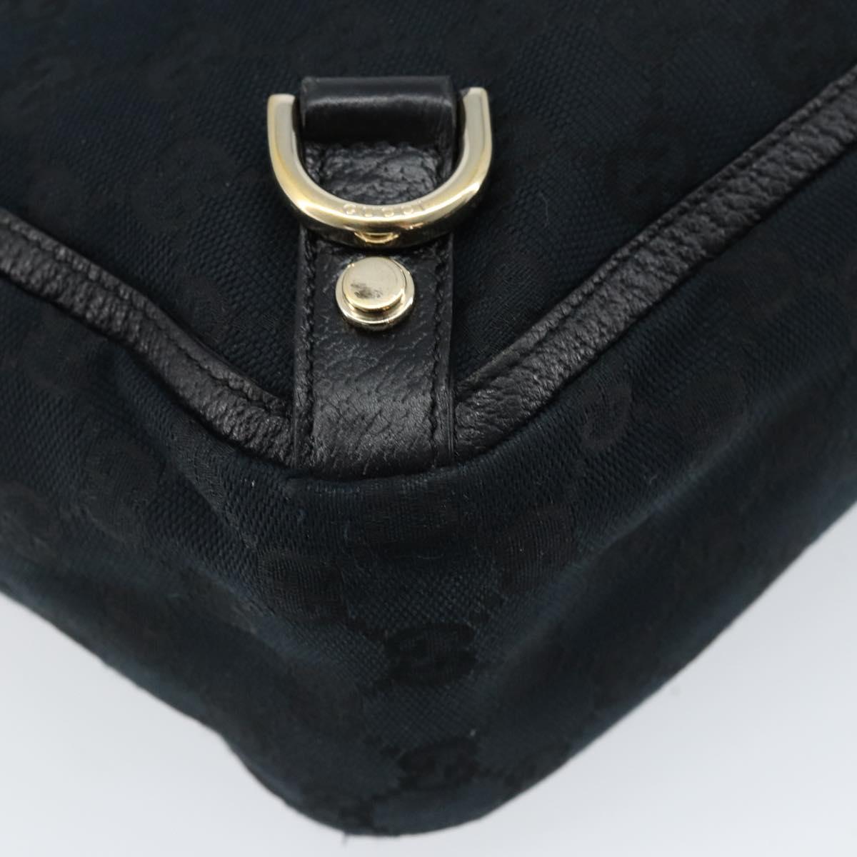 GUCCI GG Canvas Abbey Hand Bag Black Gold 130739 Auth LNZ799V
