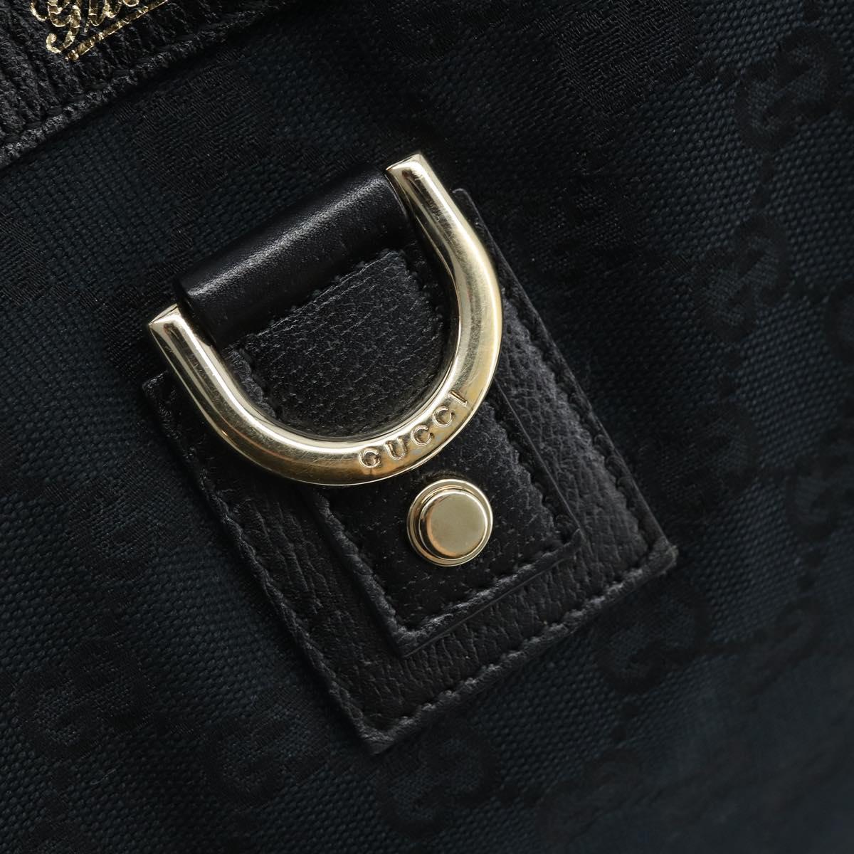 GUCCI GG Canvas Abbey Hand Bag Black Gold 130739 Auth LNZ799V