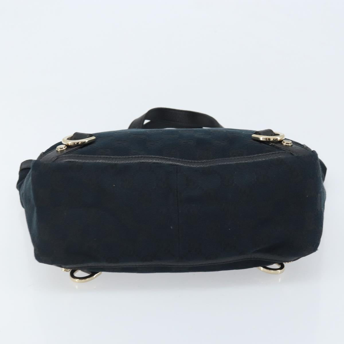 GUCCI GG Canvas Abbey Hand Bag Black Gold 130739 Auth LNZ799V