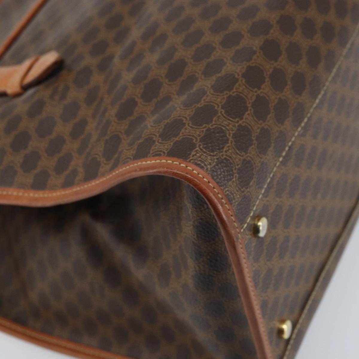 CELINE Macadam Canvas Tote Bag PVC Leather Brown Gold Auth LNZ801