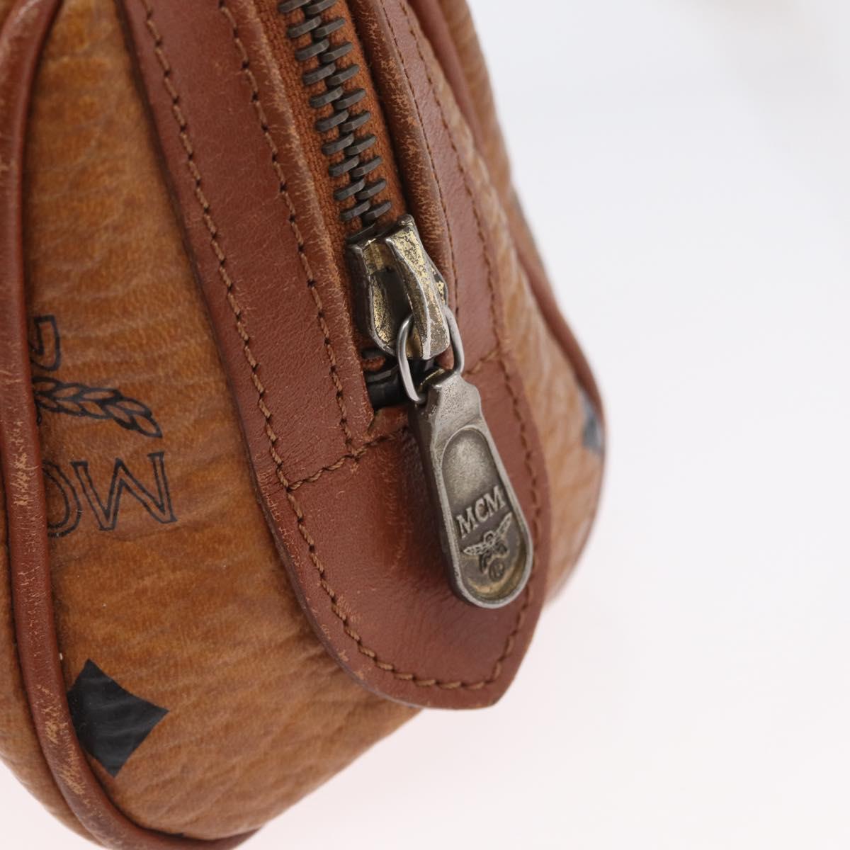 MCM Vicetos Mini Logogram Boston Bag PVC Leather 2way Brown Gold Auth LNZ803