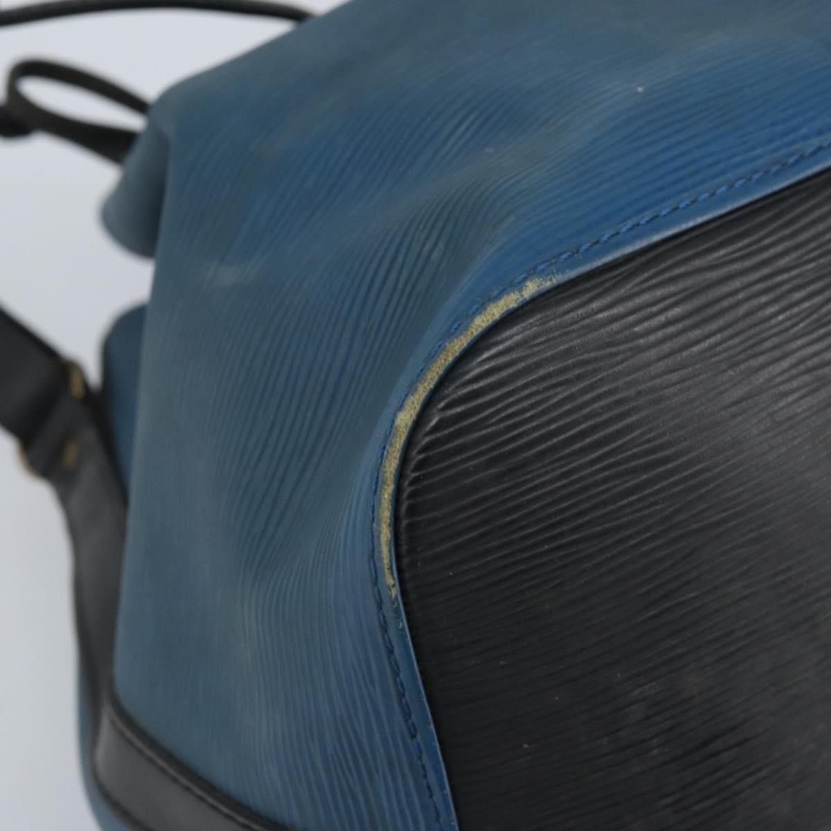 LOUIS VUITTON Epi Petit Noe Shoulder Bag Bicolor Black Blue M44152 Auth LNZ816