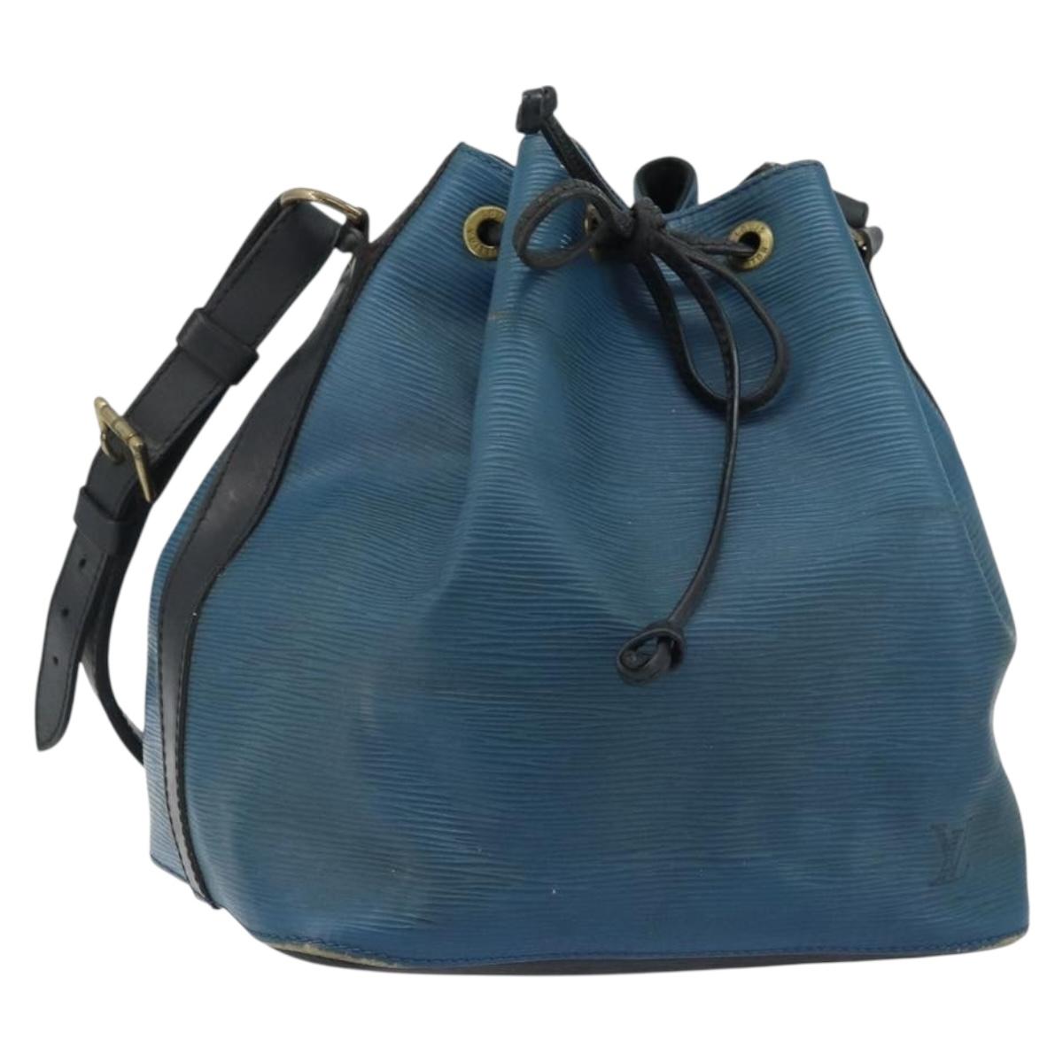 LOUIS VUITTON Epi Petit Noe Shoulder Bag Bicolor Black Blue M44152 Auth LNZ816