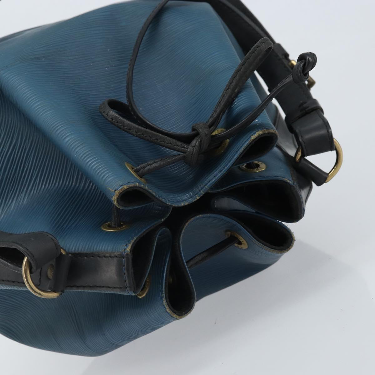 LOUIS VUITTON Epi Petit Noe Shoulder Bag Bicolor Black Blue M44152 Auth LNZ816