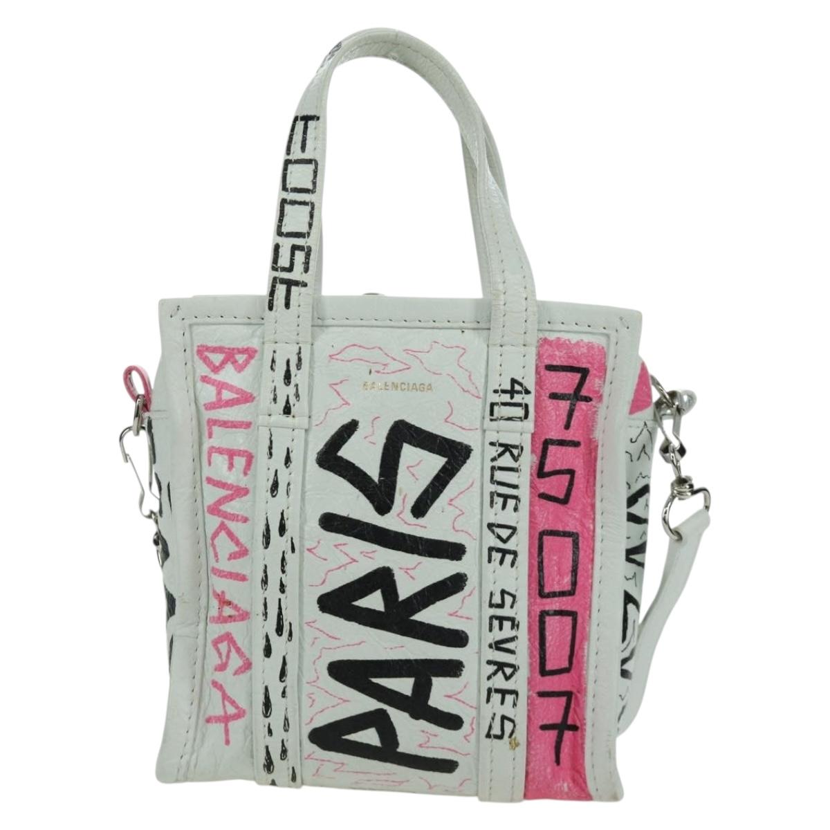BALENCIAGA Graffiti Bazaar Shopper XXS Bag Leather 2way 513988 Auth LNZ819V
