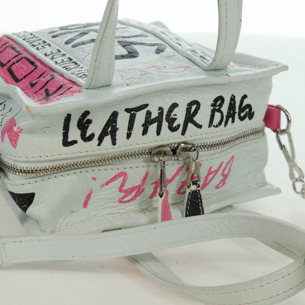BALENCIAGA Graffiti Bazaar Shopper XXS Bag Leather 2way 513988 Auth LNZ819V