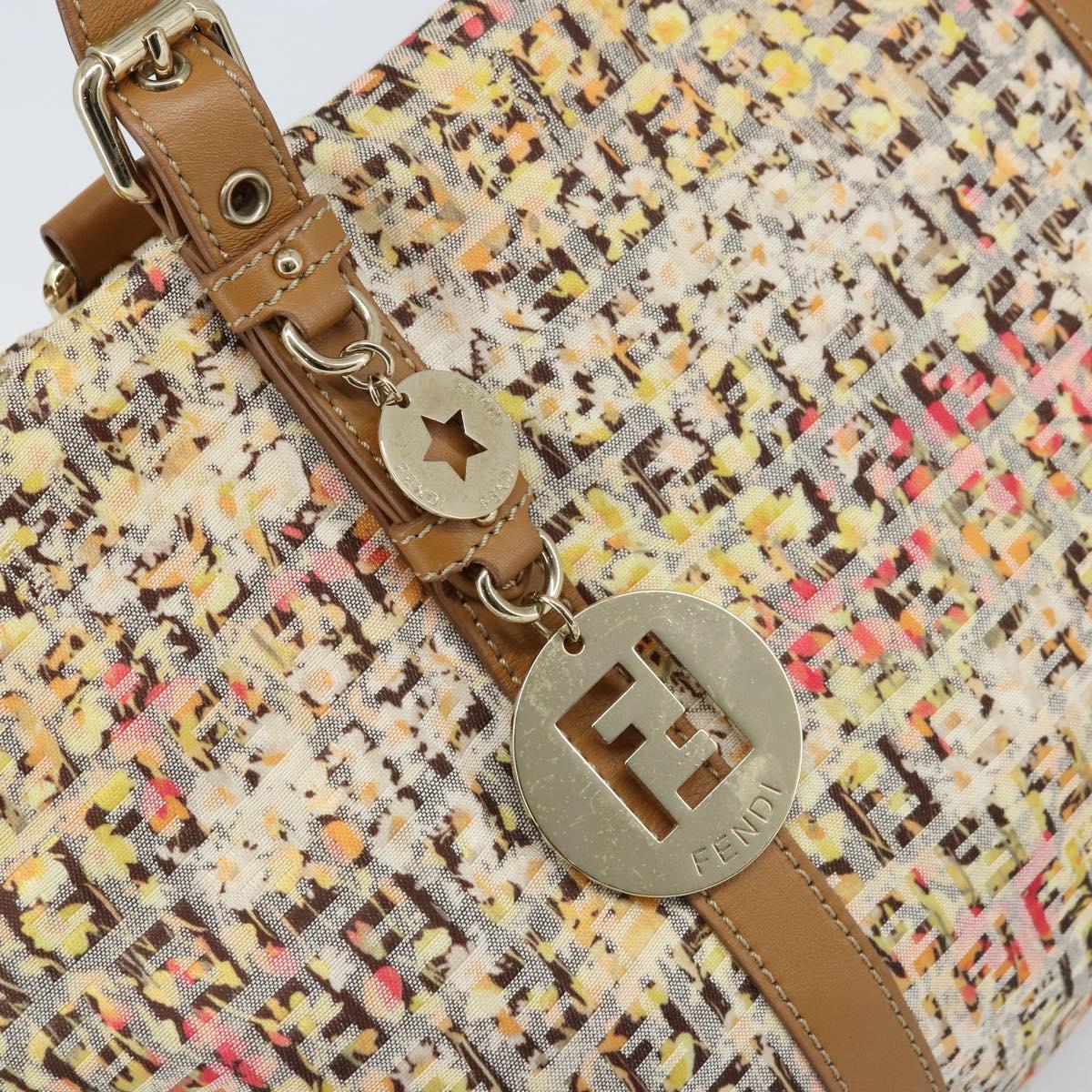 FENDI Zucchino Canvas Tote Bag Multicolor Gold Auth LNZ820V