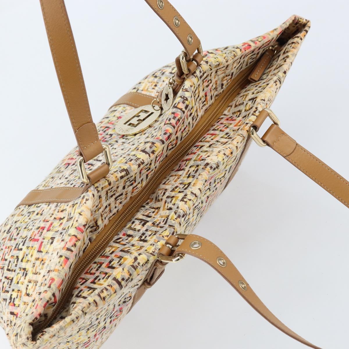 FENDI Zucchino Canvas Tote Bag Multicolor Gold Auth LNZ820V