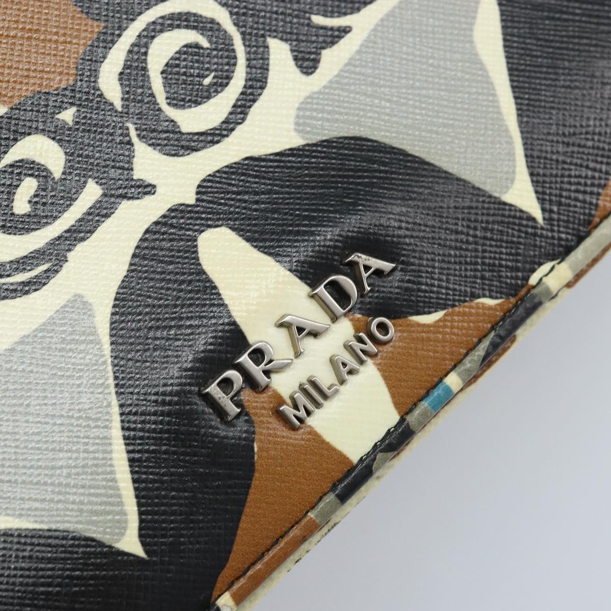 PRADA Chain Shoulder Bag Safiano leather Multicolor Silver Auth LNZ822A