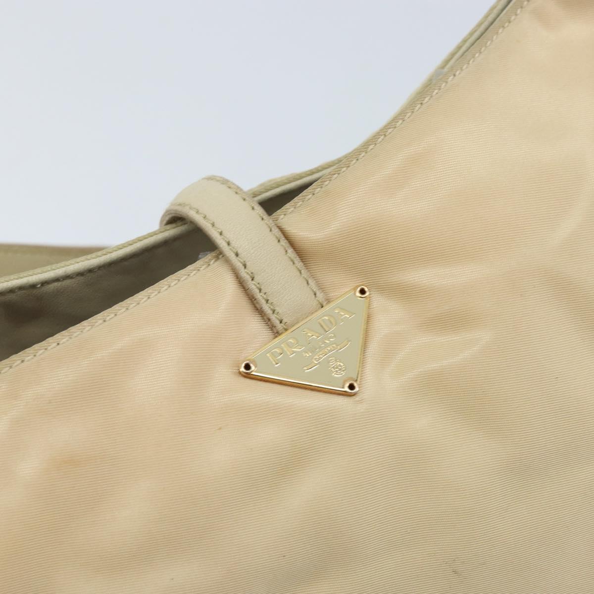 PRADA Shoulder Bag Nylon Beige Gold Auth LNZ823