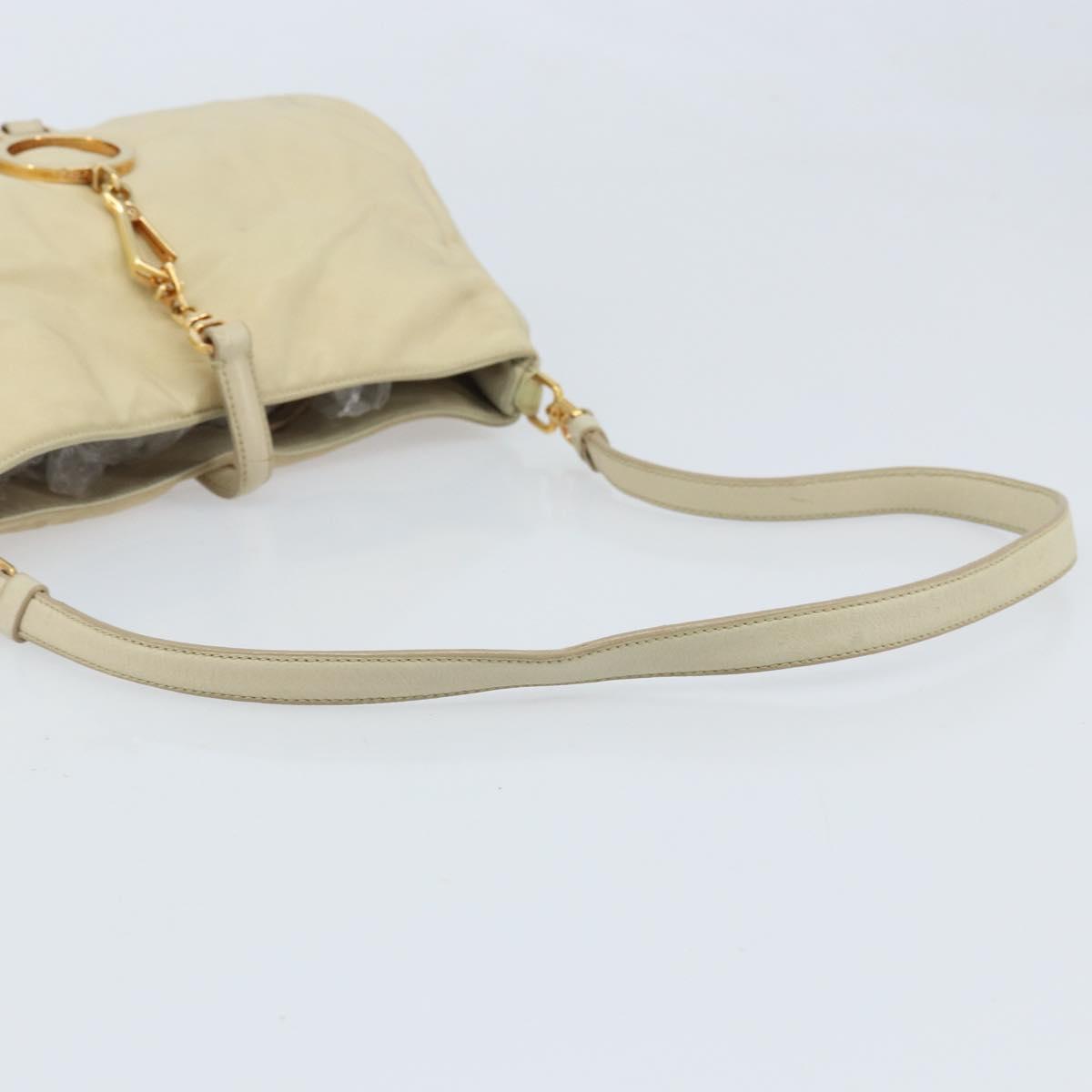 PRADA Shoulder Bag Nylon Beige Gold Auth LNZ823