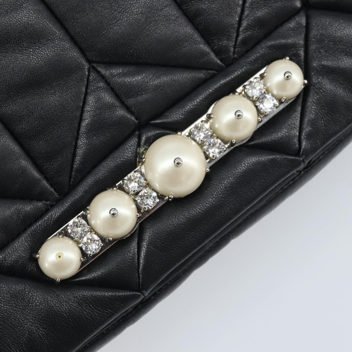 Miu Miu Shoulder Bag Leather Black Silver Auth LNZ824A