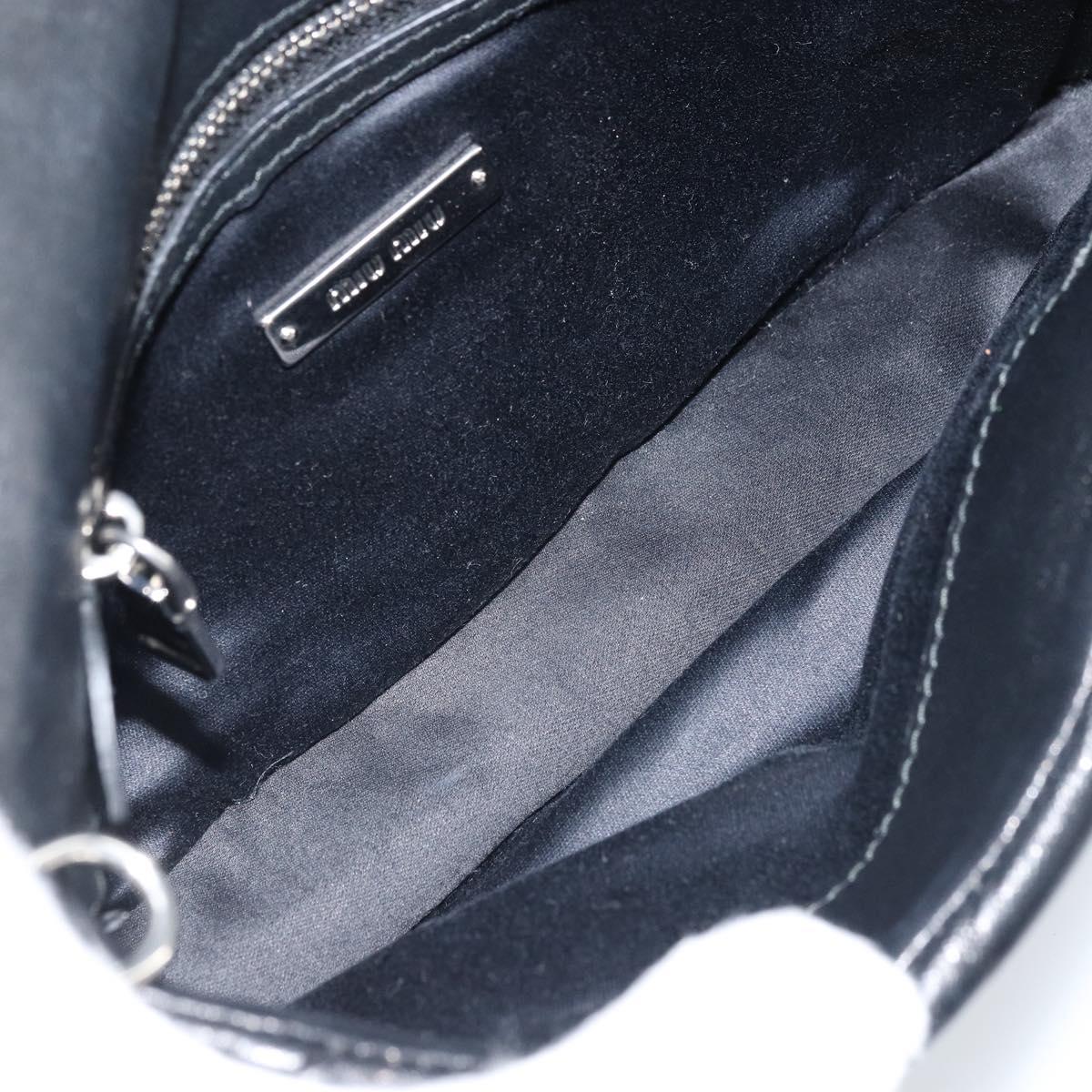 Miu Miu Shoulder Bag Leather Black Silver Auth LNZ824A