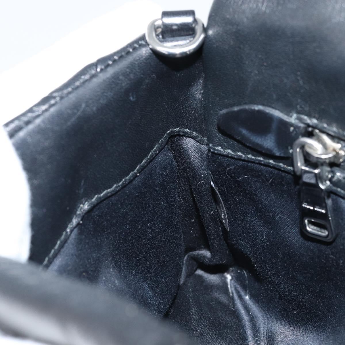 Miu Miu Shoulder Bag Leather Black Silver Auth LNZ824A