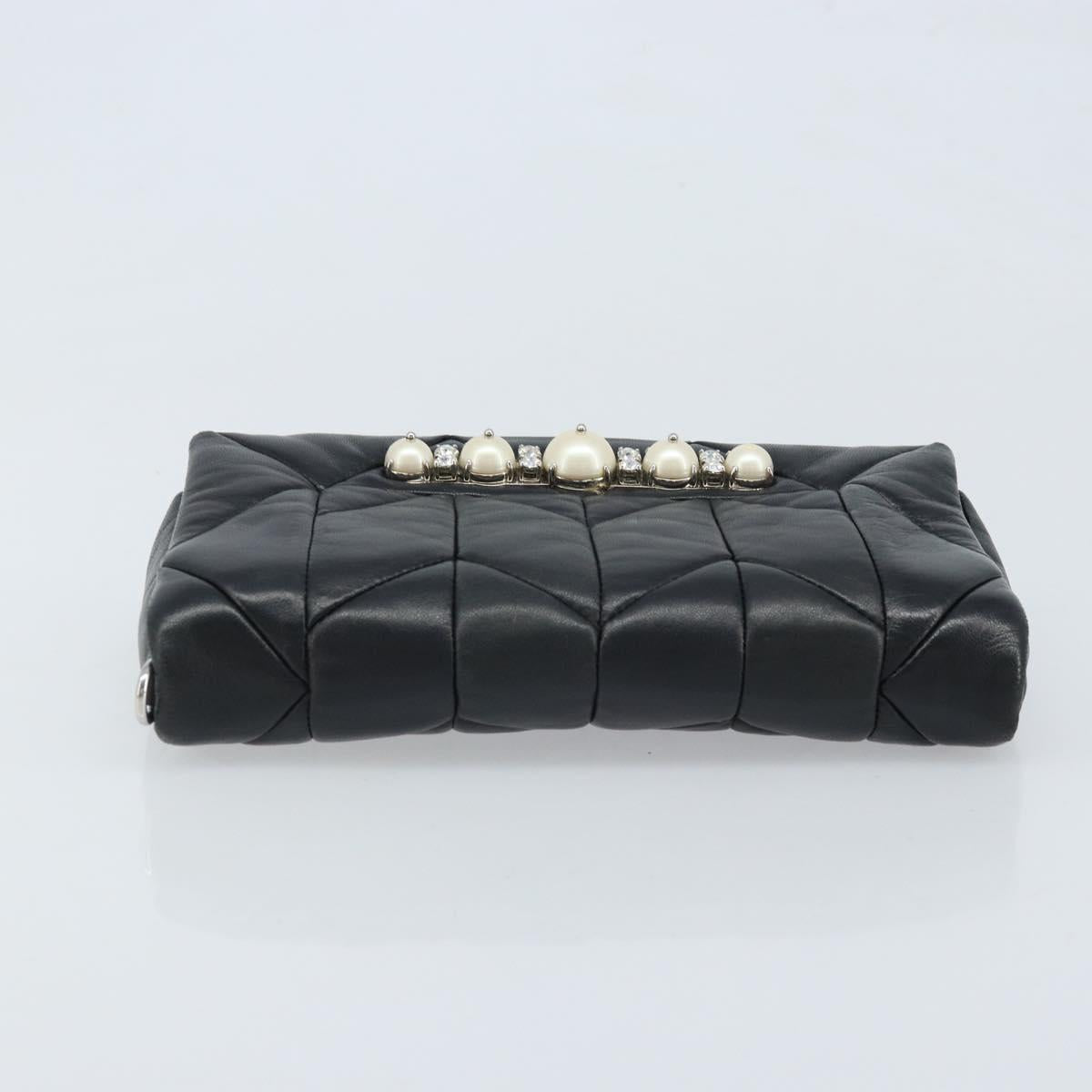 Miu Miu Shoulder Bag Leather Black Silver Auth LNZ824A