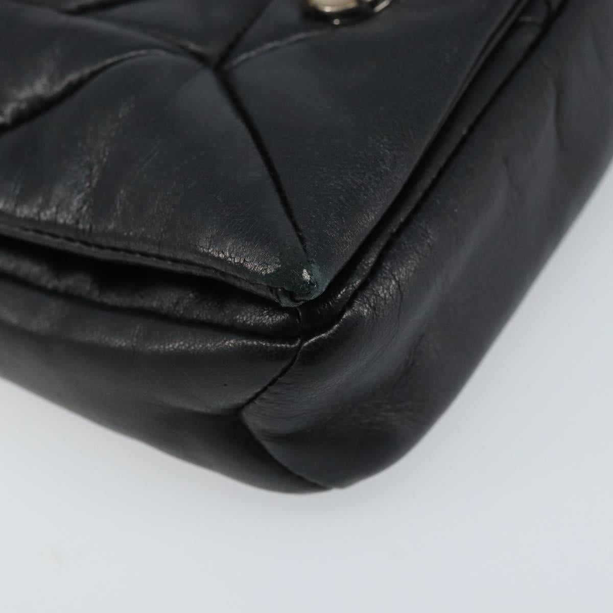 Miu Miu Shoulder Bag Leather Black Silver Auth LNZ824A