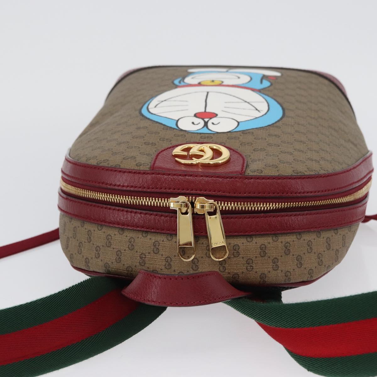 GUCCI Micro GG Supreme Doraemon Backpack PVC Beige Gold 647816 Auth LNZ825SAM